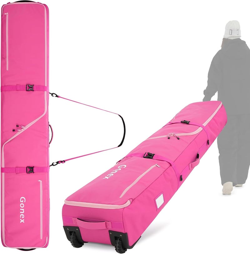 Gonex Snowboard Bag with Wheels,Adjustable Length Up to 175cm to 190cm, Fully Padded Ski Bag for Air Travel, 1200D Polyester PVC Waterproof Rolling Ski Bag with Skis Strapes - Image 1